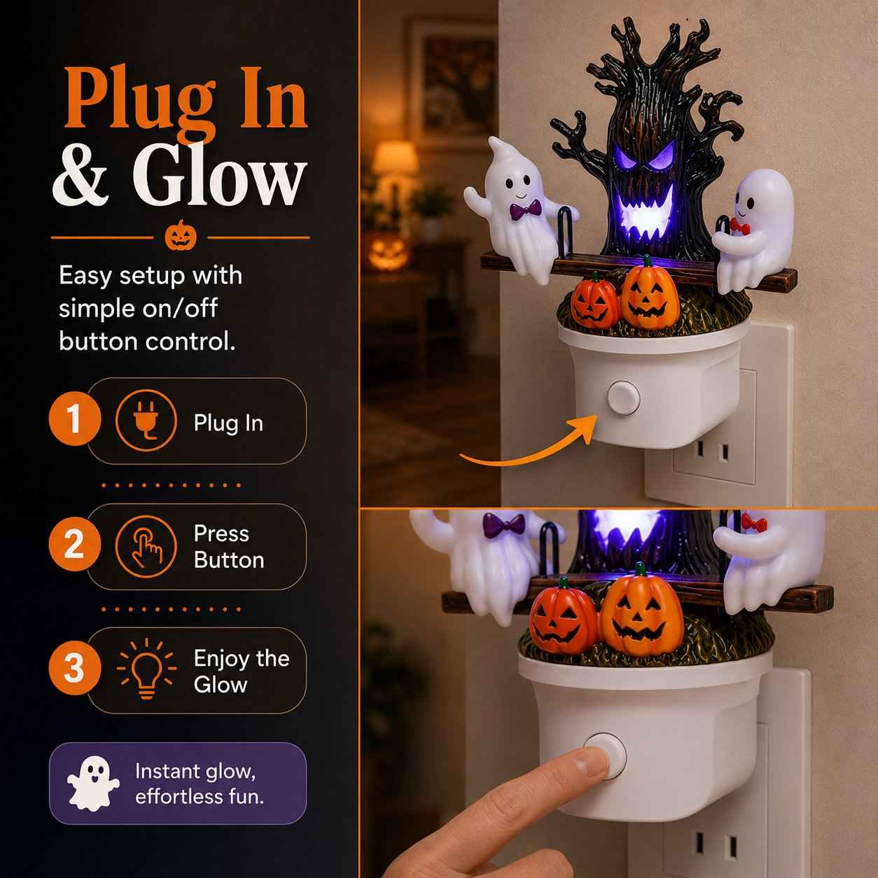 LAST DAY 50% OFF Animated Seesaw Ghost Plug In LED Night Light