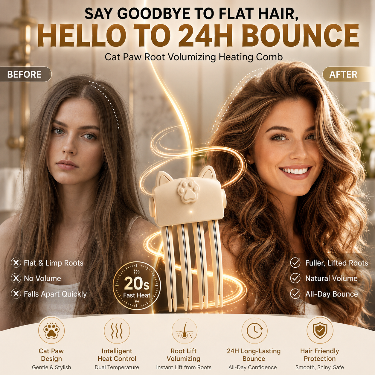 🥰Lift Your Roots, Shrink Your Face💗Get effortless 3D hair volume in just 10 seconds🌷