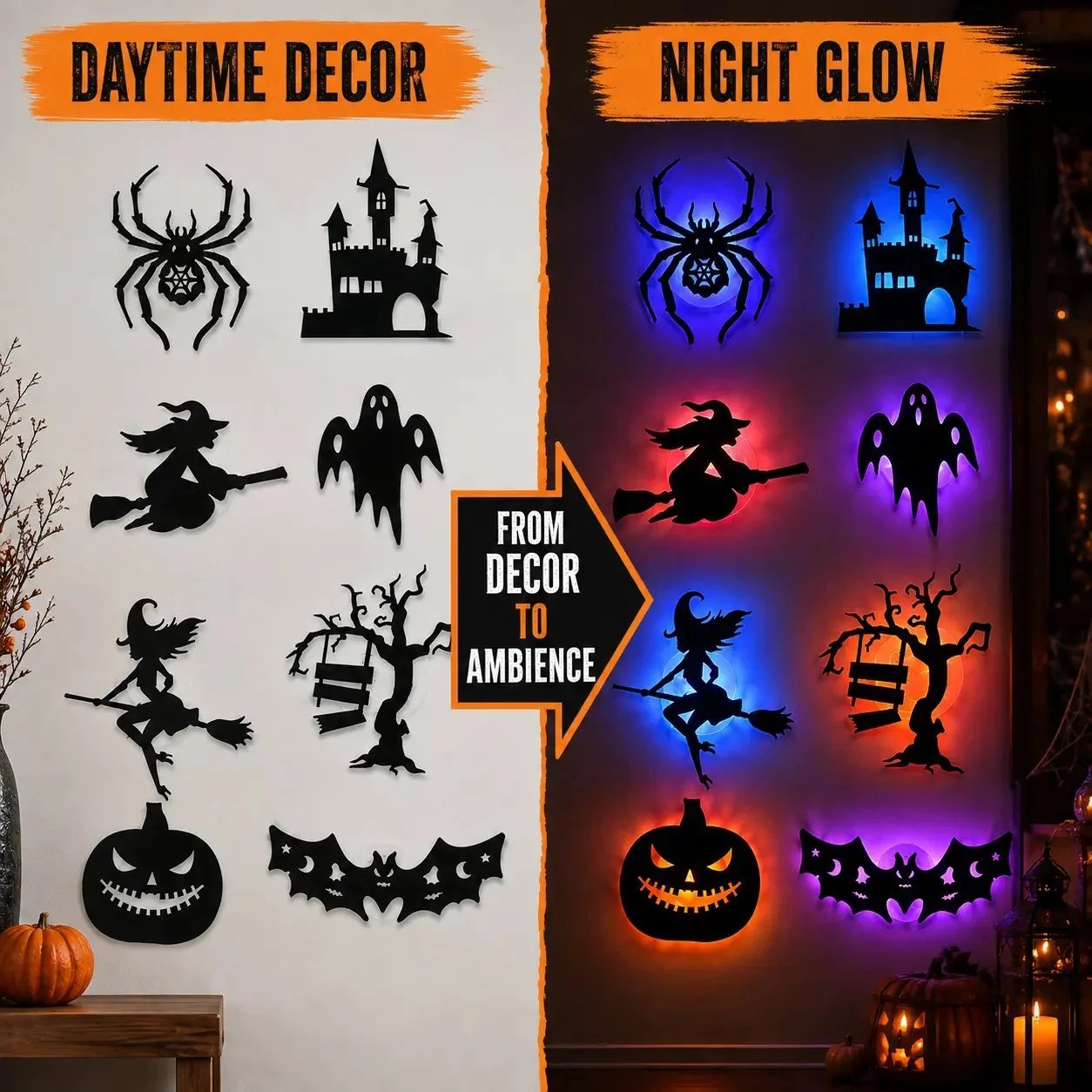 🔥LAST DAY 49% OFF |Set the Spooky Vibe in Seconds with the 8-Pack Glowing Halloween LEDS