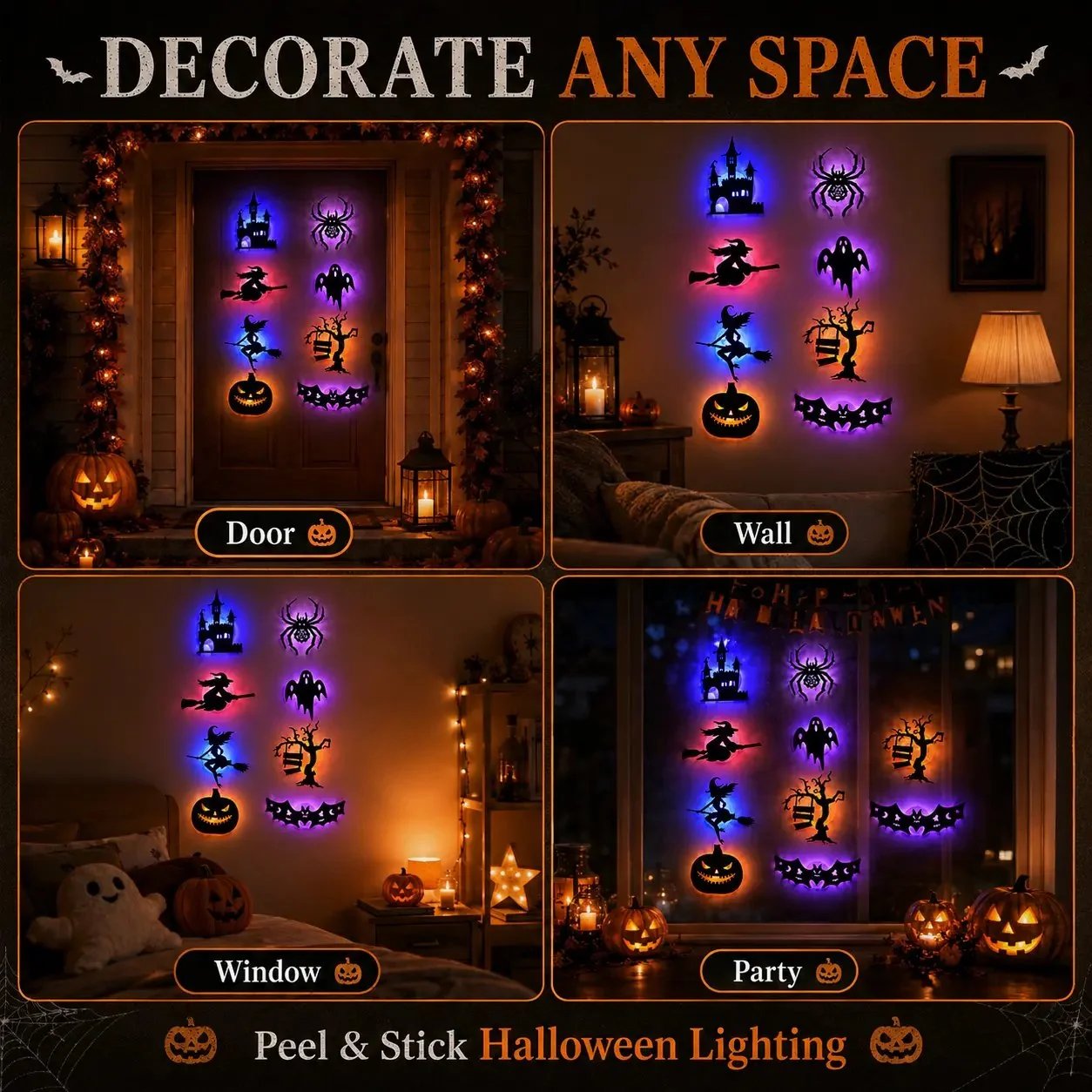 🔥LAST DAY 49% OFF |Set the Spooky Vibe in Seconds with the 8-Pack Glowing Halloween LEDS